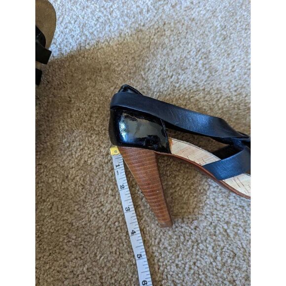 COLE haan black and brown chunky heel stilleto sandals euc sz 7 - Picture 7 of 7
